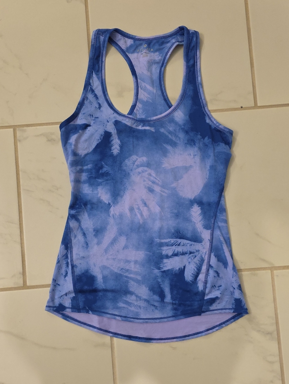 Atgleta Blue Tropical Tie-Dye Racerback Active Tank Top